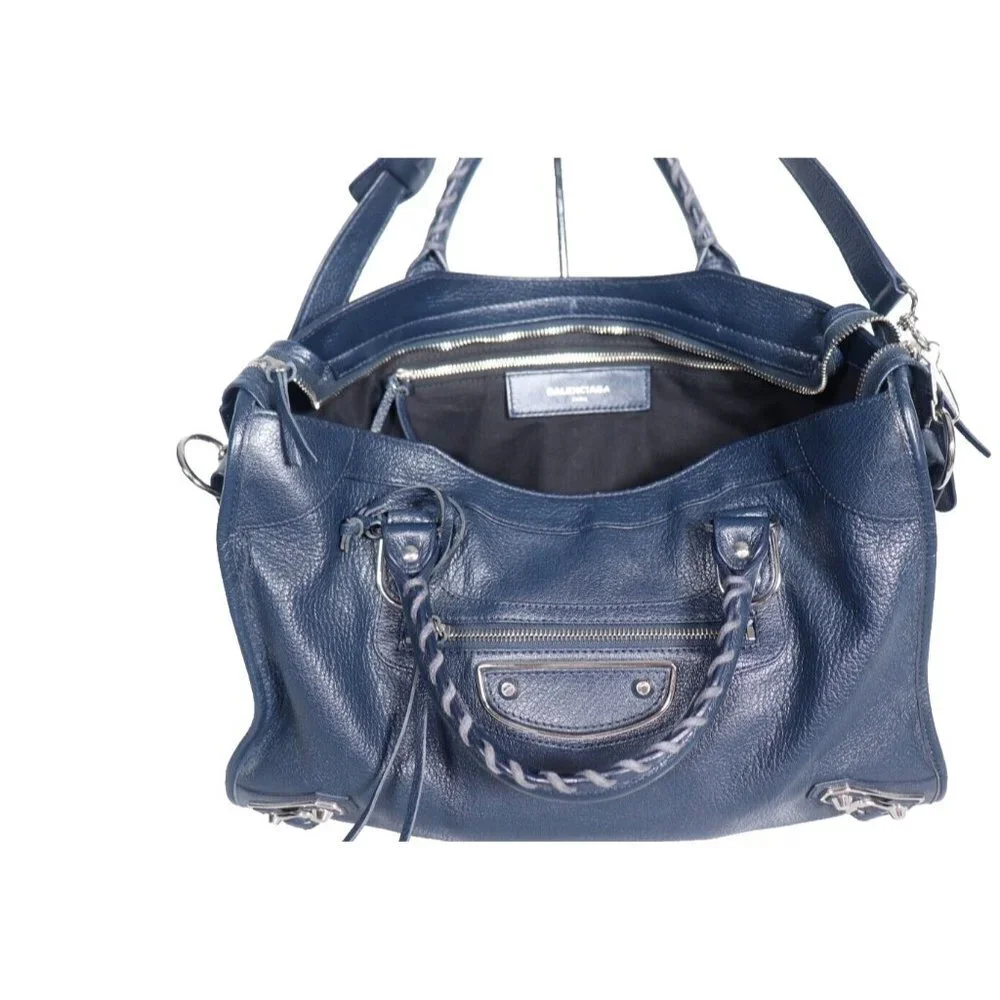 Balenciaga Navy Blue Leather Crossbody Satchel - Picture 4 of 12